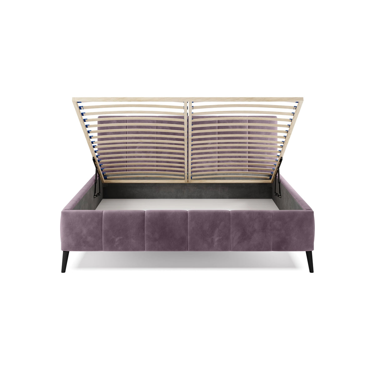 Pat RIVA SR 160x200, stofa catifelata violet - Whisper 14, Gama Premium, cu suport saltea si sistem de reglare