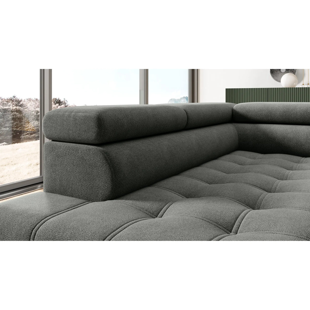 Coltar GREMIO, personalizabil materiale gama Oferta Avantaj, cu reglaj electric si tetiere reglabile, 283x206x100 cm