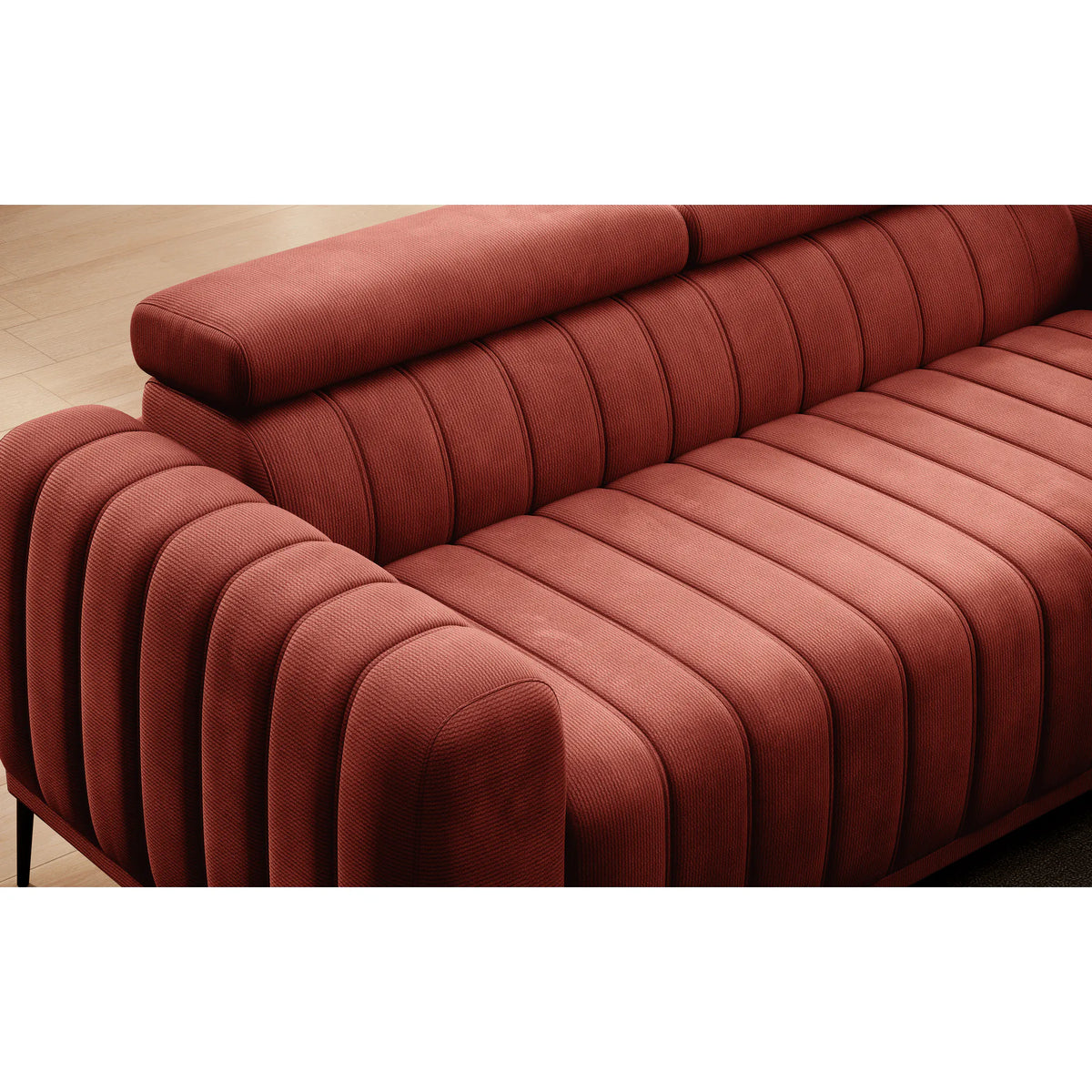 Canapea extensibila GANDI 160, stofa catifelata verde inchis - Element 12, Gama Premium, cu tetiere reglabile, 227x102x95 cm