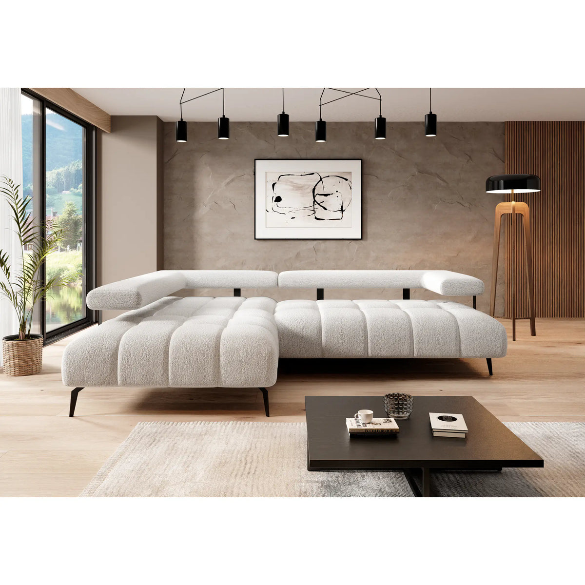 Coltar MAGNETIC L, personalizabil materiale gama Premium, cu reglaj electric, 258x210x86 cm