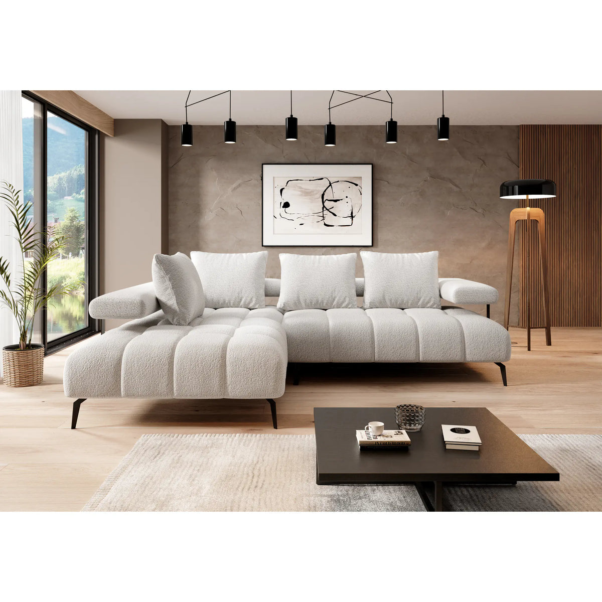 Coltar MAGNETIC L, personalizabil materiale gama Premium, cu reglaj electric, 258x210x86 cm