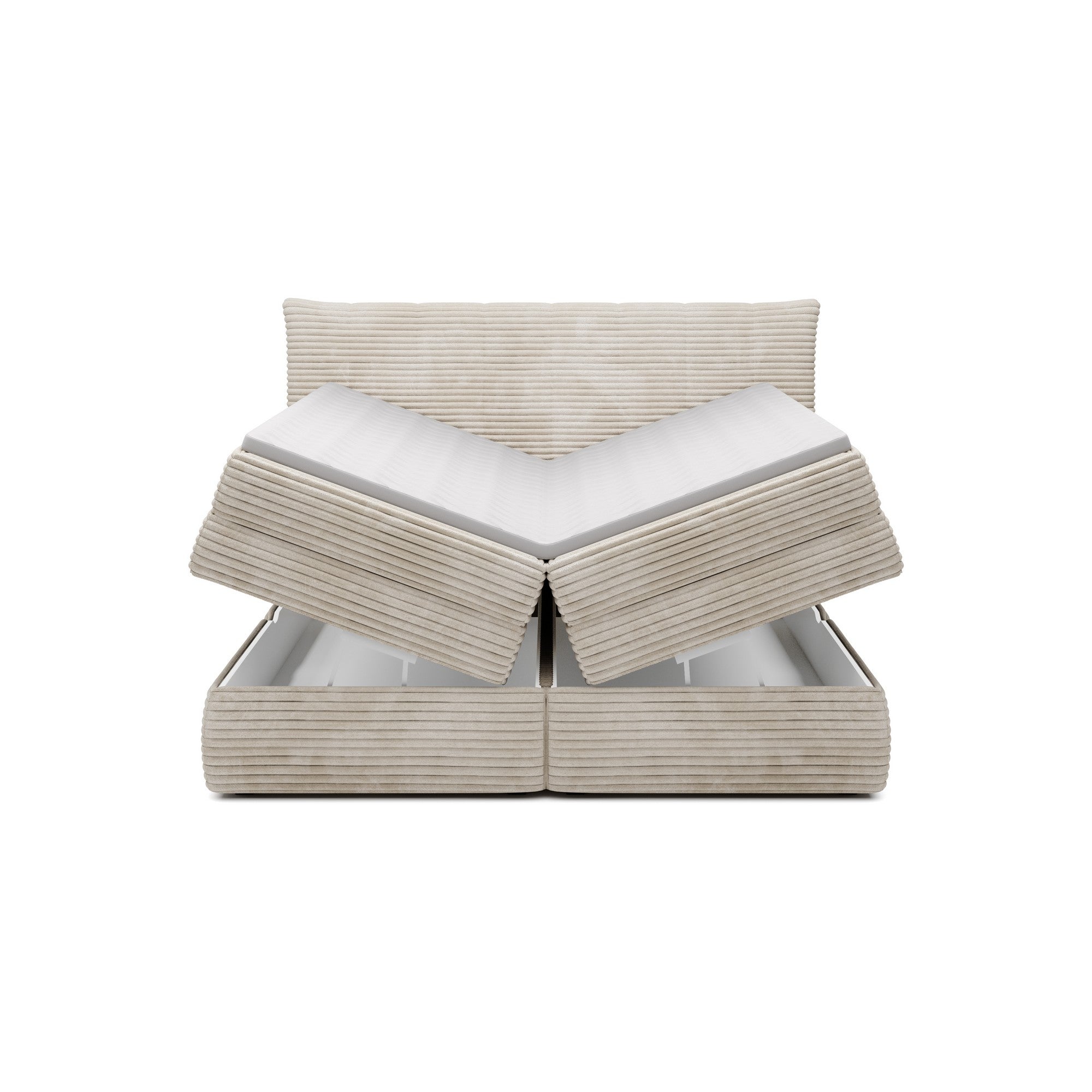 Pat boxspring AMBER 140x200, personalizabil materiale gama Oferta Avantaj, cu spatiu depozitare, saltele si topper