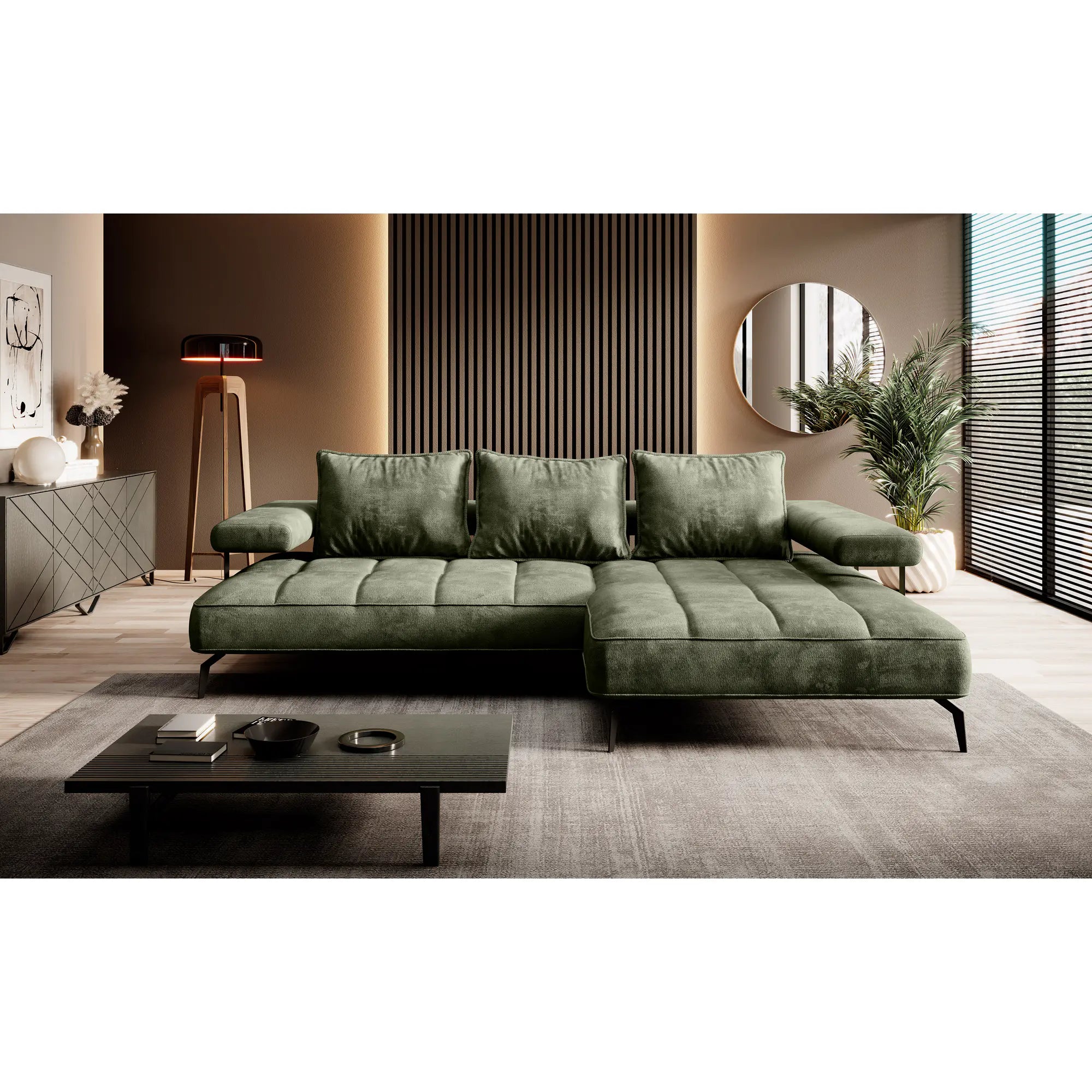Coltar MONTELLA MINI, personalizabil material gama Premium, cu reglaj electric, 266x180x88 cm