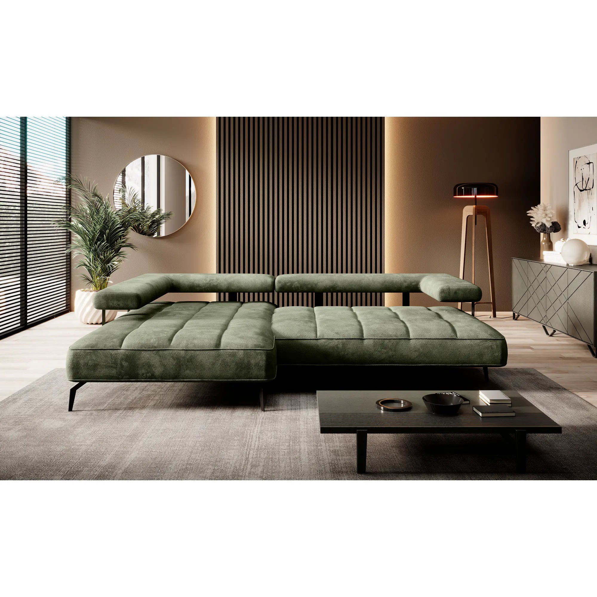 Coltar MONTELLA MINI, personalizabil material gama Premium, cu reglaj electric, 266x180x88 cm