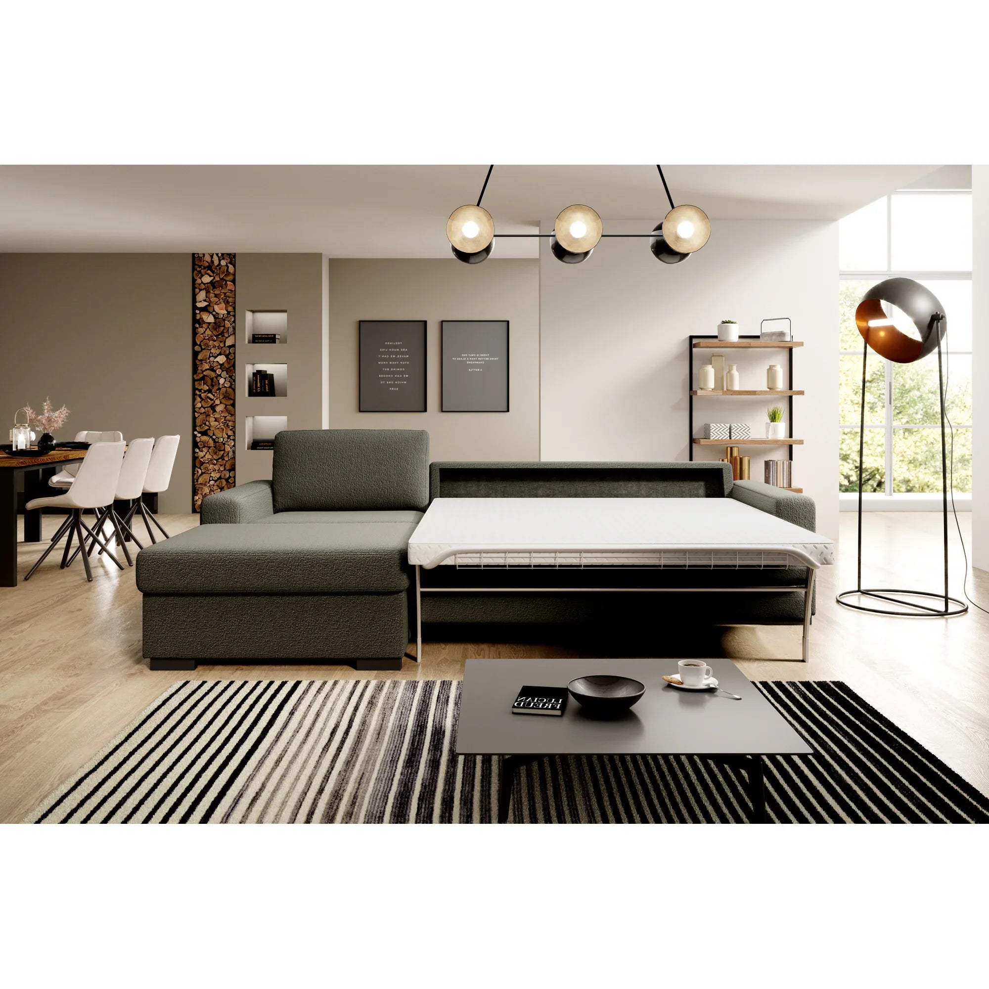 Coltar extensibil 160x200 VANILLA CORNER, sezlong stanga, stofa catifelata gri - Salvador 14, gama Premium, cu lada depozitare, 303x173x87 cm