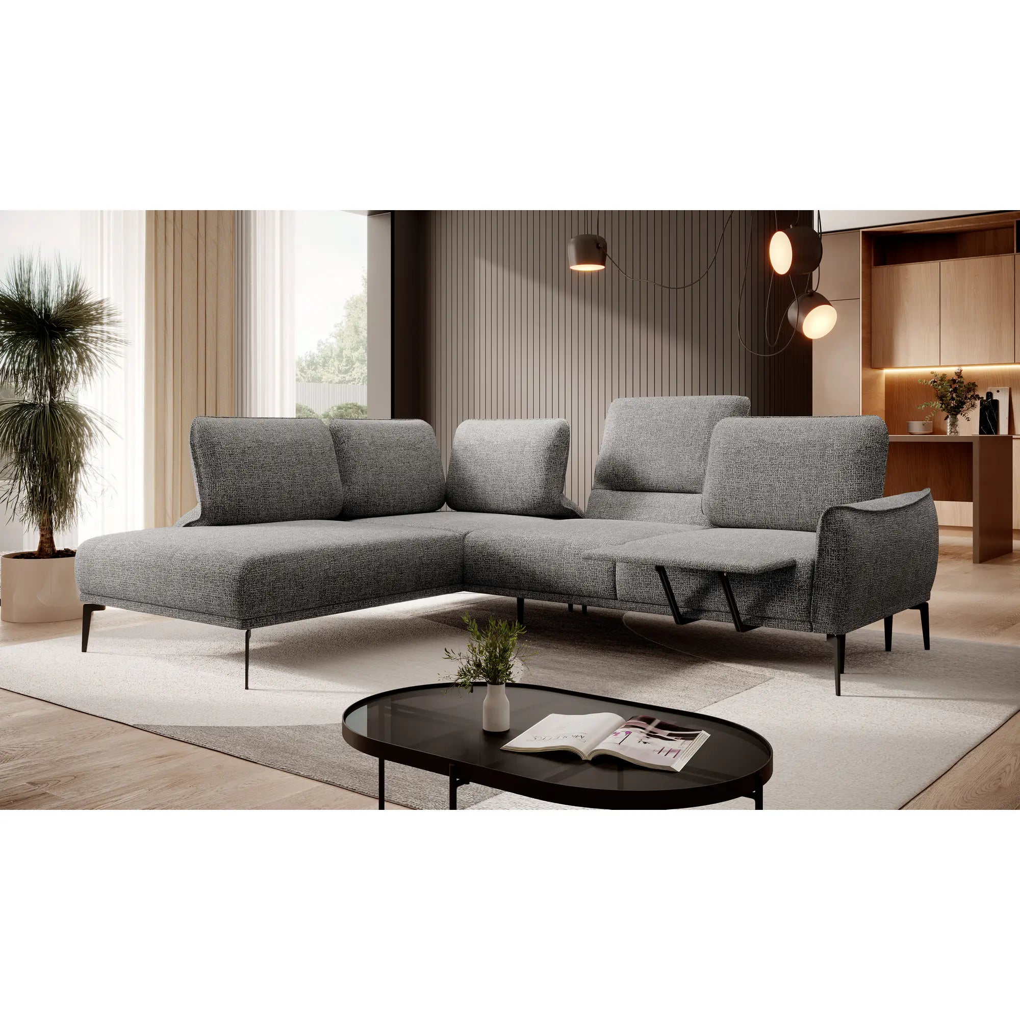 Coltar Storm L, personalizabil materiale gama Oferta Avantaj, cu reglaj electric, 286x231x103 cm