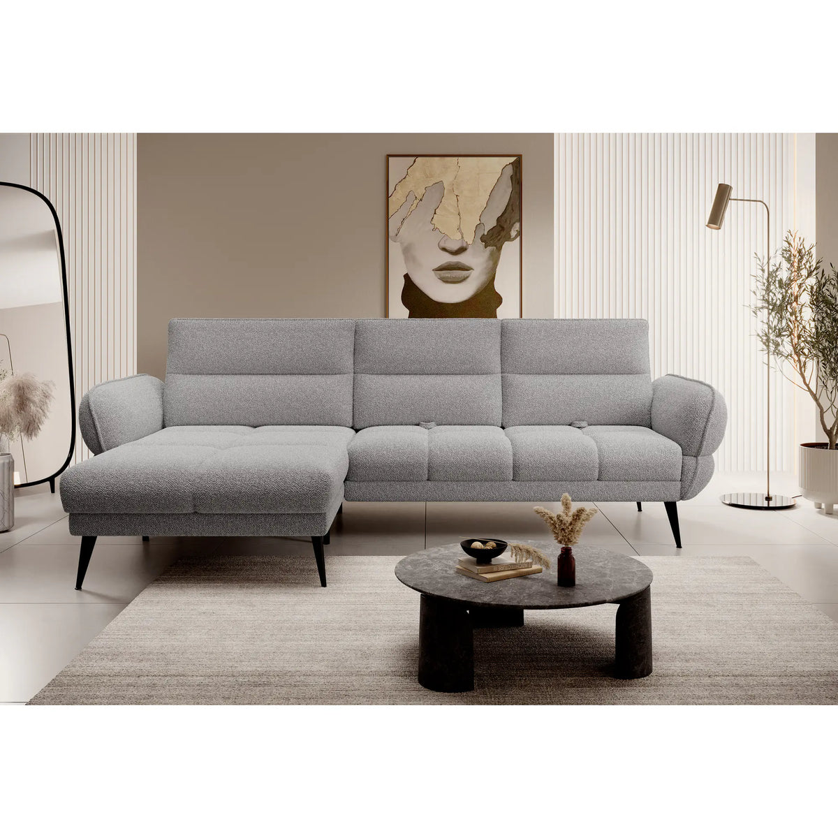 Coltar CAMPINA MINI, personalizabil materiale Gama Premium, cu reglaj electric, 288x170x97 cm