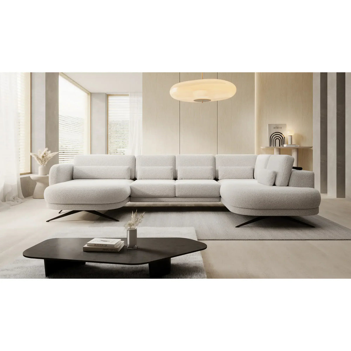 Coltar ILUSIO XL, personalizabil materiale Gama Premium, cu reglaj electric si tetiere reglabile, 346x205x104 cm