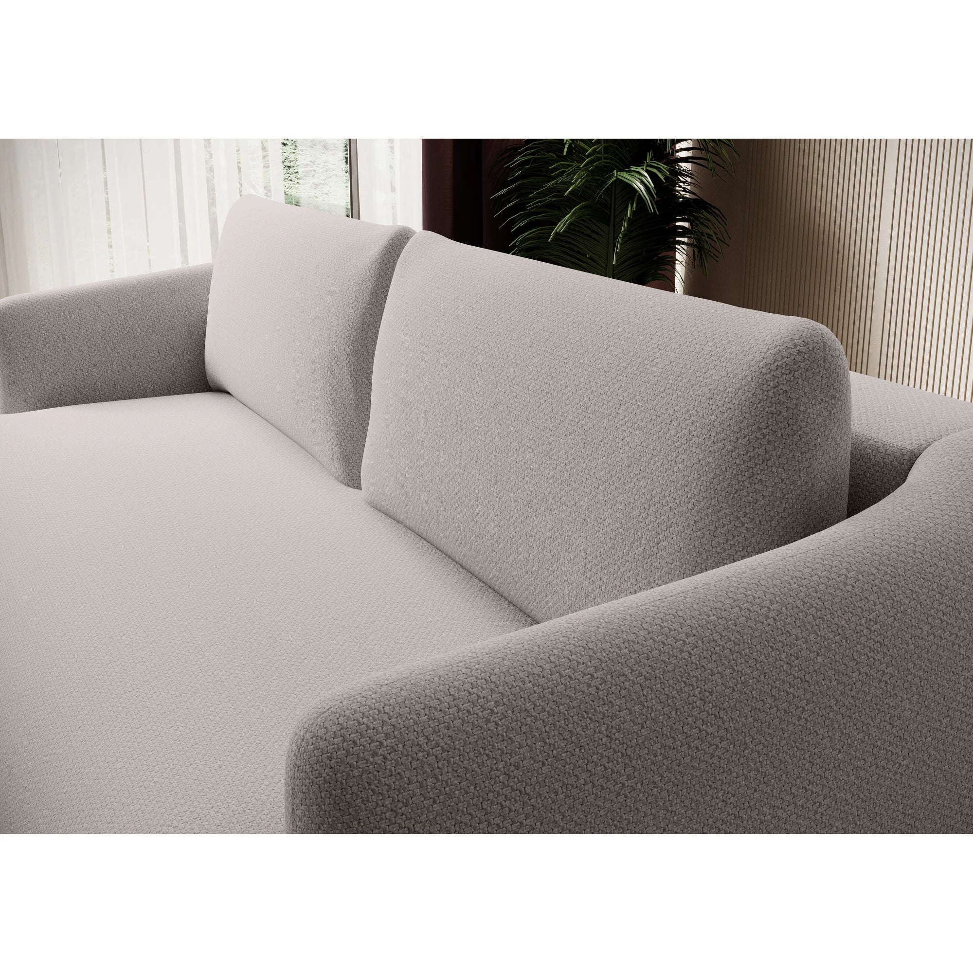 Canapea extensibila CANDY, stofa catifelata gri - Salvador 13, Gama Premium, lada depozitare, 228x98x87 cm