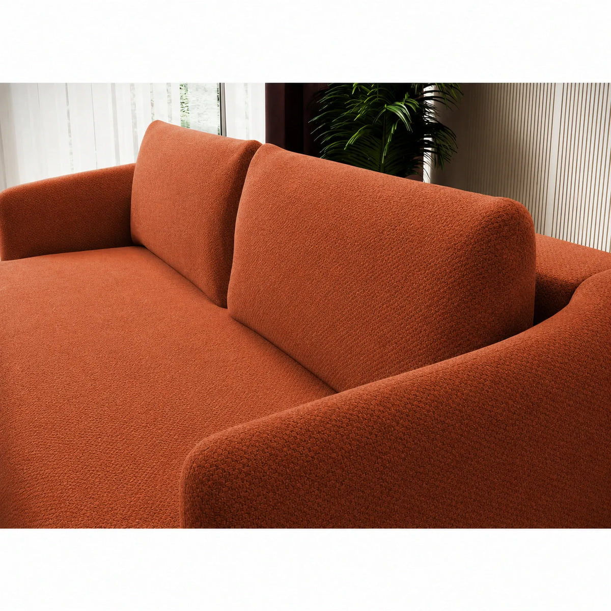 Canapea extensibila CANDY, stofa catifelata caramiziu - Salvador 07, lada depozitare, 228x98x87 cm