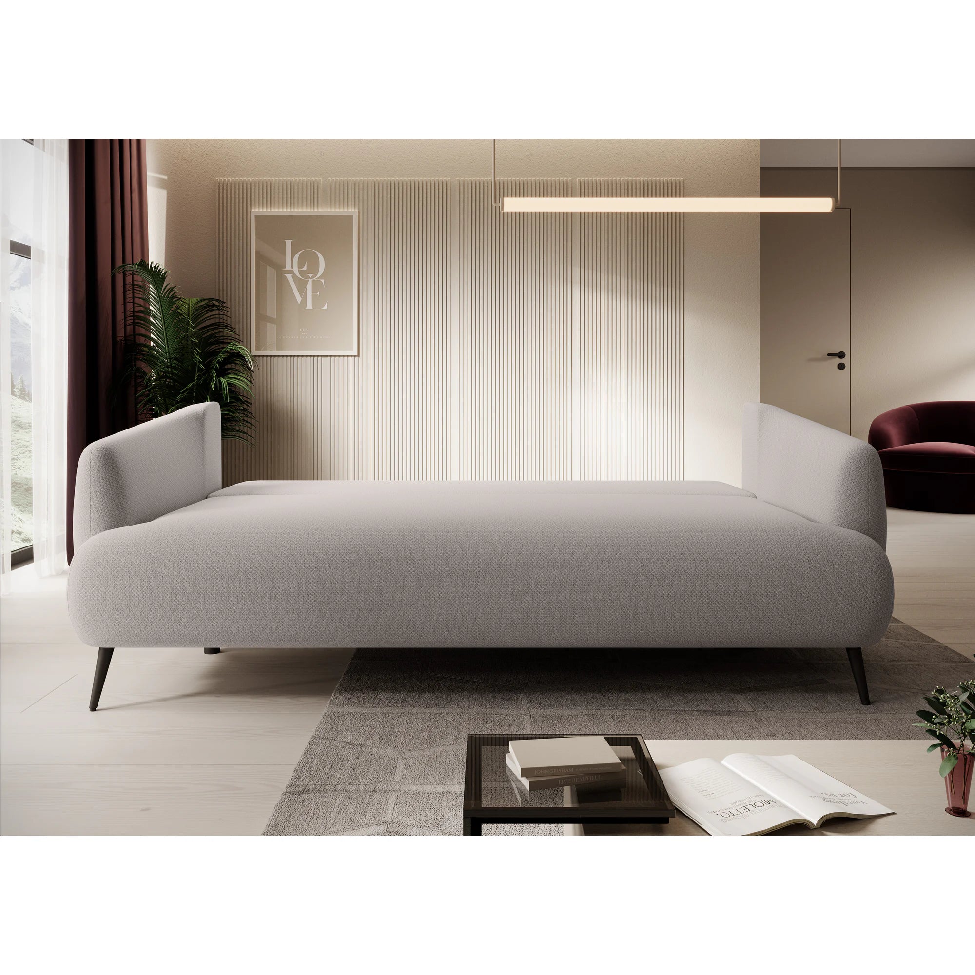 Canapea extensibila CANDY, stofa catifelata gri - Salvador 13, Gama Premium, lada depozitare, 228x98x87 cm