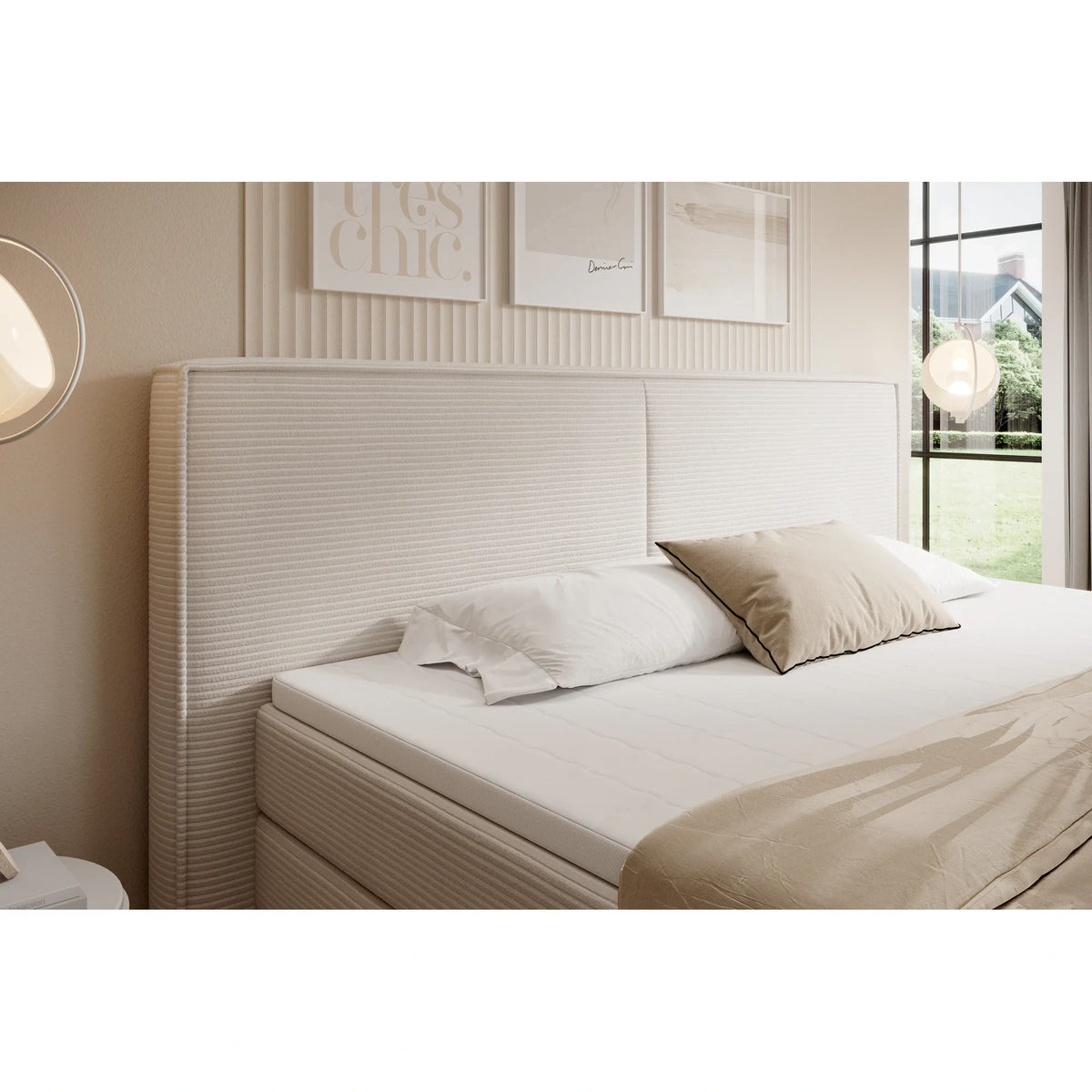 Pat boxspring NEBIA 140x200, personalizabil materiale gama Oferta Avantaj, cu saltele, topper si lada pentru depozitare