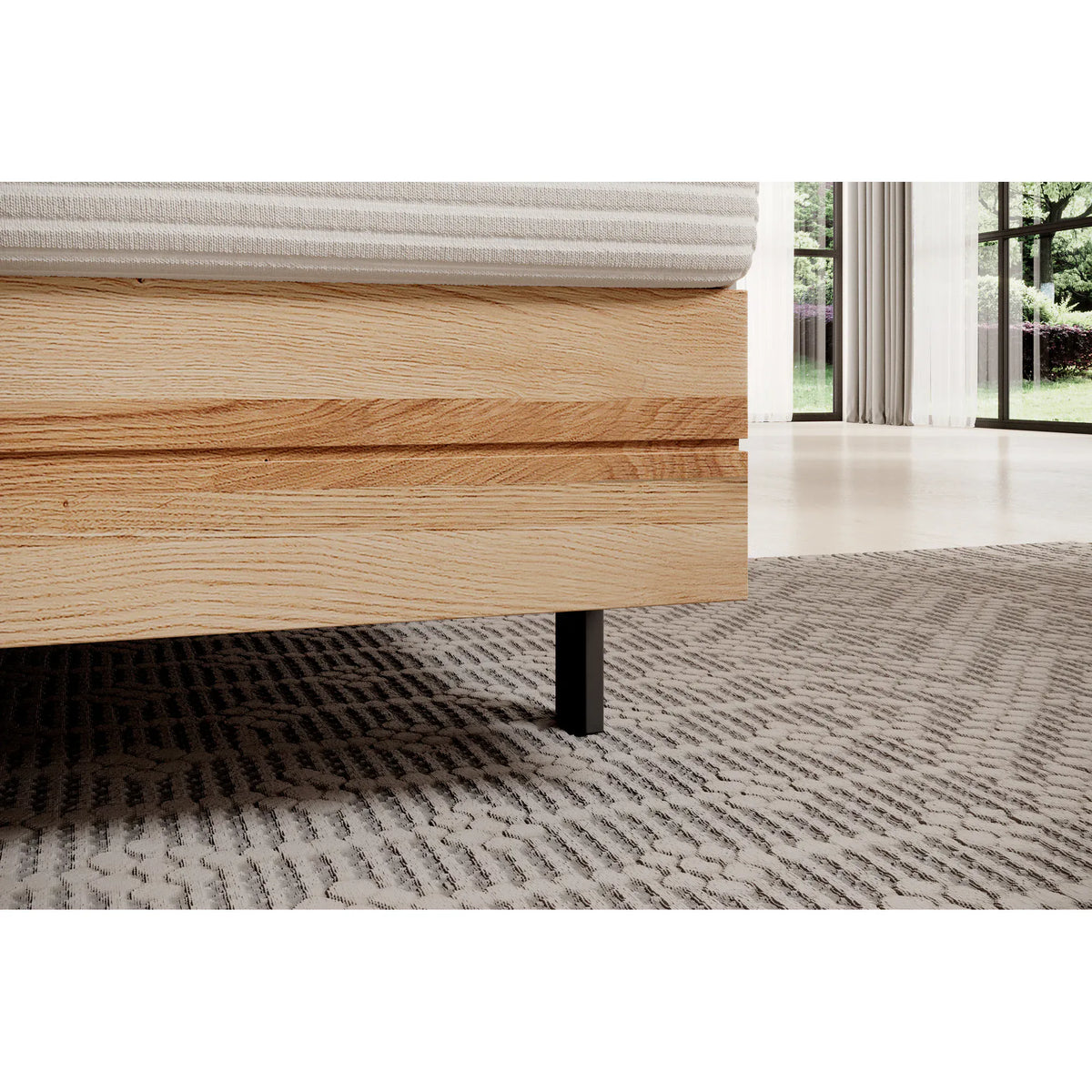 Pat boxspring NEBIA 160x200, personalizabil materiale gama Oferta Avantaj, cu saltele, topper si lada pentru depozitare