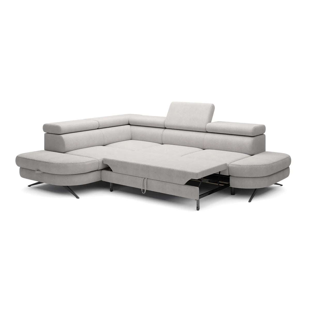 Coltar extensibil OTIS, personalizabil materiale Oferta Avantaj, cu lada depozitare si tetiere reglabile, 276x218x97 cm