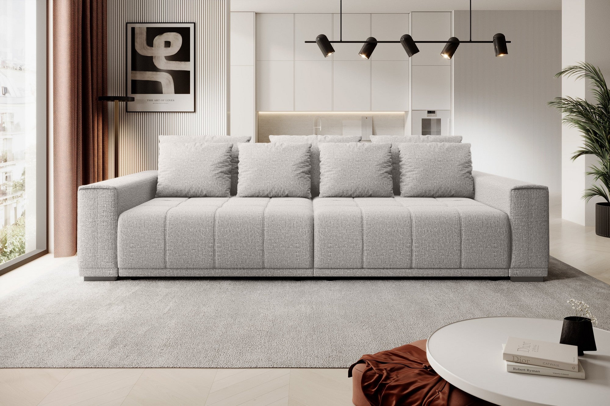 Canapea extensibila MOTTA, personalizabil materiale gama Premium, cu spatiu depozitare, 278x130x83 cm