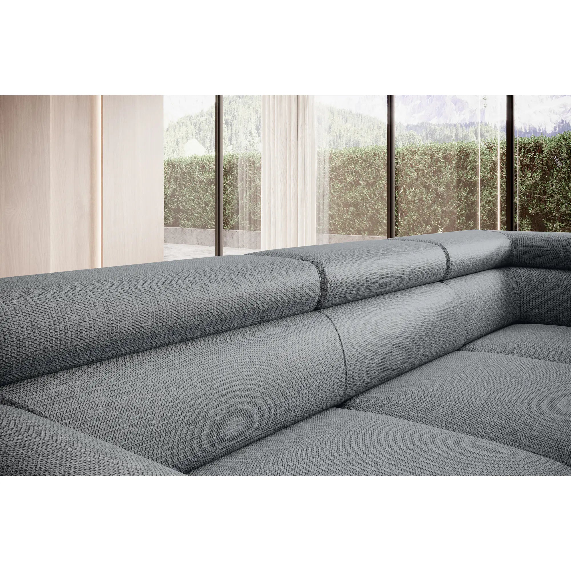 Coltar extensibil RAVEN L, personalizabil materiale Gama Premium, cu lada depozitare, 257x198x92 cm
