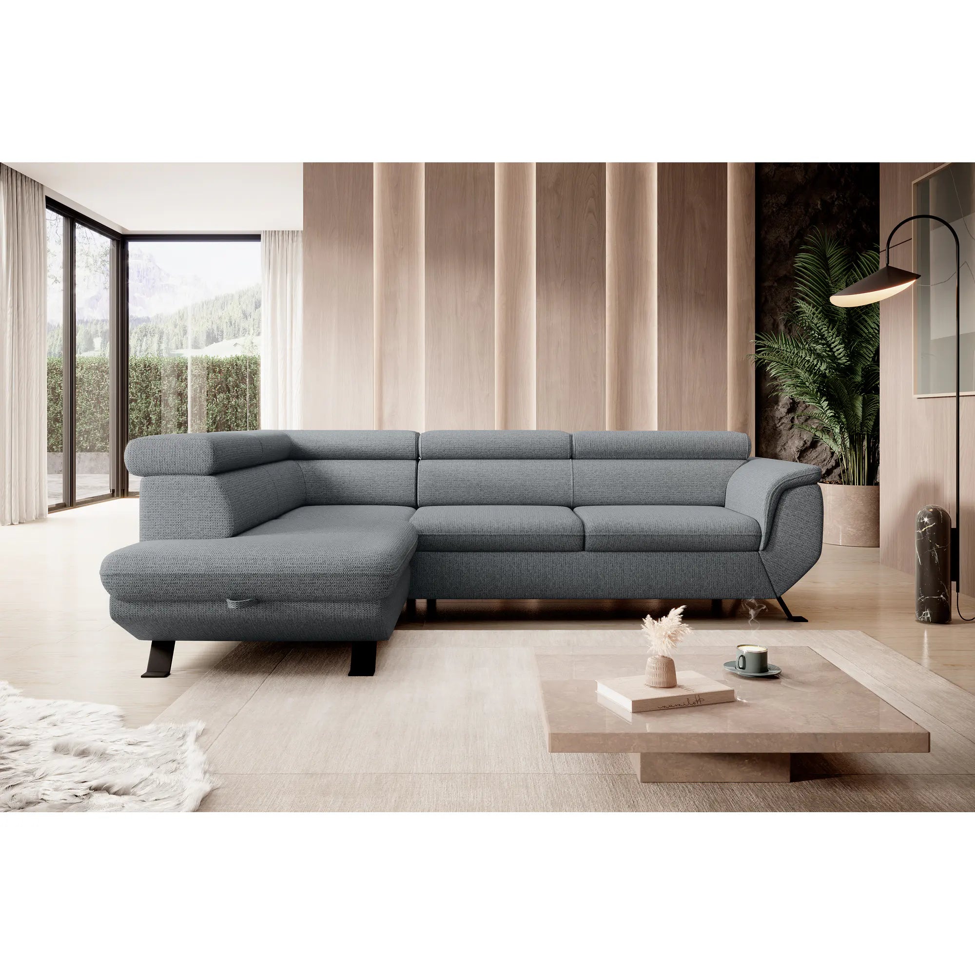 Coltar extensibil RAVEN L, personalizabil materiale Gama Oferta Avantaj, cu lada depozitare, 257x198x92 cm