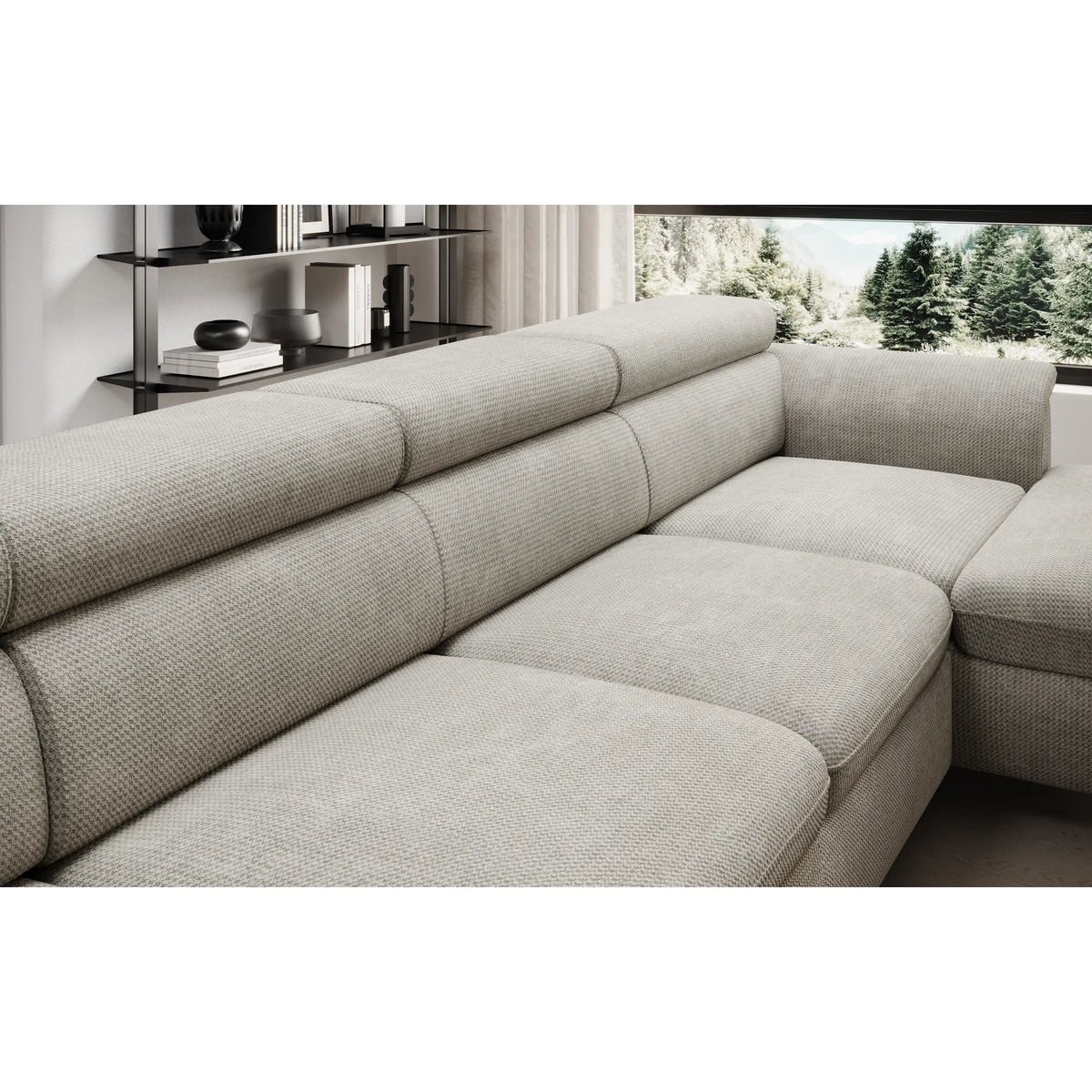 Coltar extensibil RAVEN XL, personalizabil materiale Gama Oferta Avantaj, cu lada depozitare, 334x198x92 cm