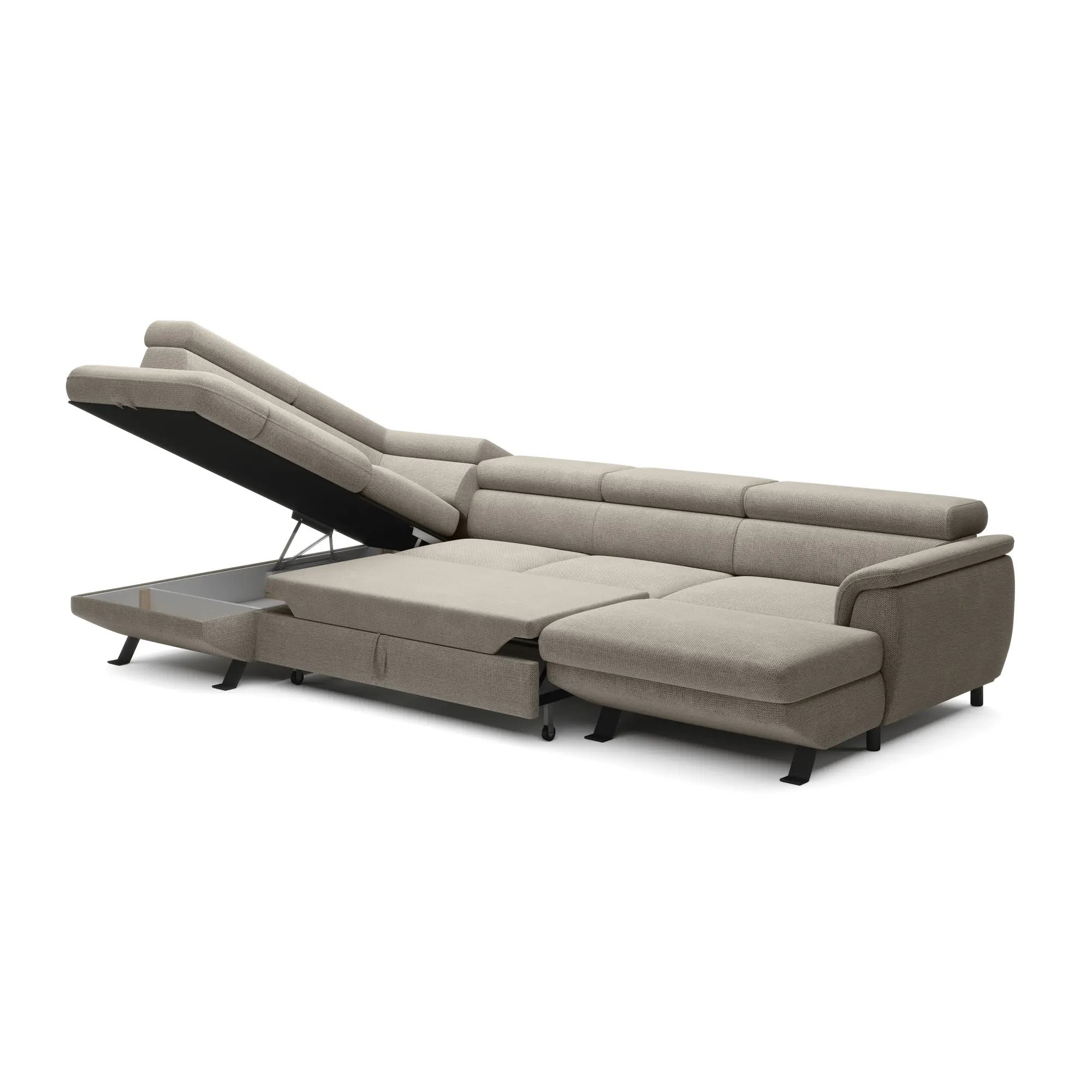 Coltar extensibil RAVEN XL, personalizabil materiale Gama Premium, cu lada depozitare, 334x198x92 cm