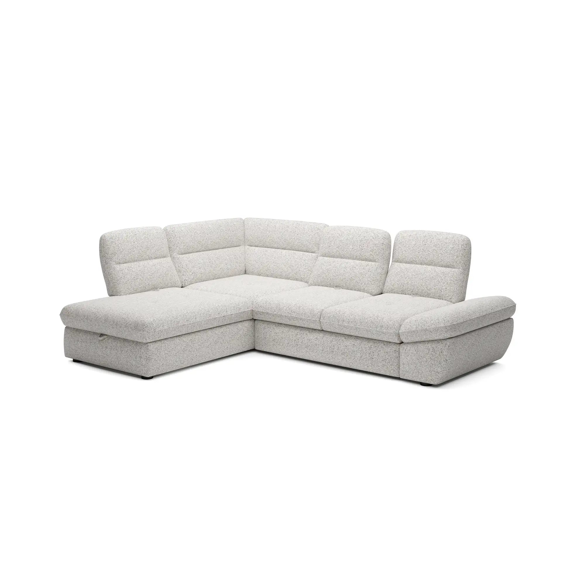 Coltar extensibil GALIANO L, personalizabil materiale gama Oferta Avantaj, cu lada depozitare si tetiere reglabile, 270x210x88 cm