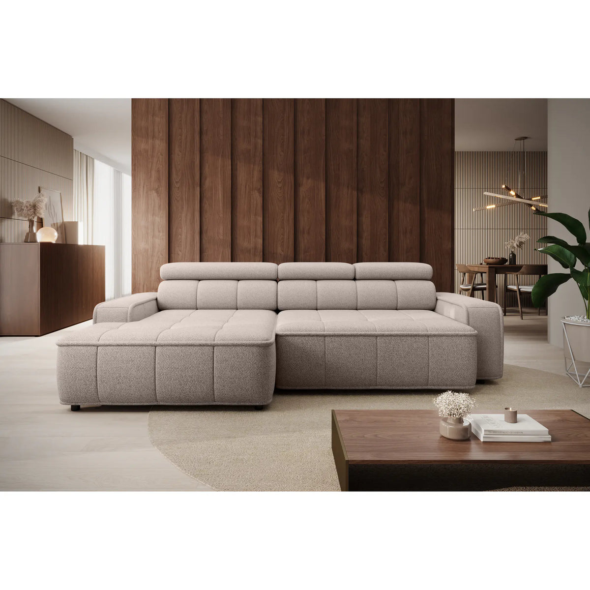 Coltar THIAGO S, personalizabil materiale Gama Premium, cu reglaj electric, 280x170x99 cm