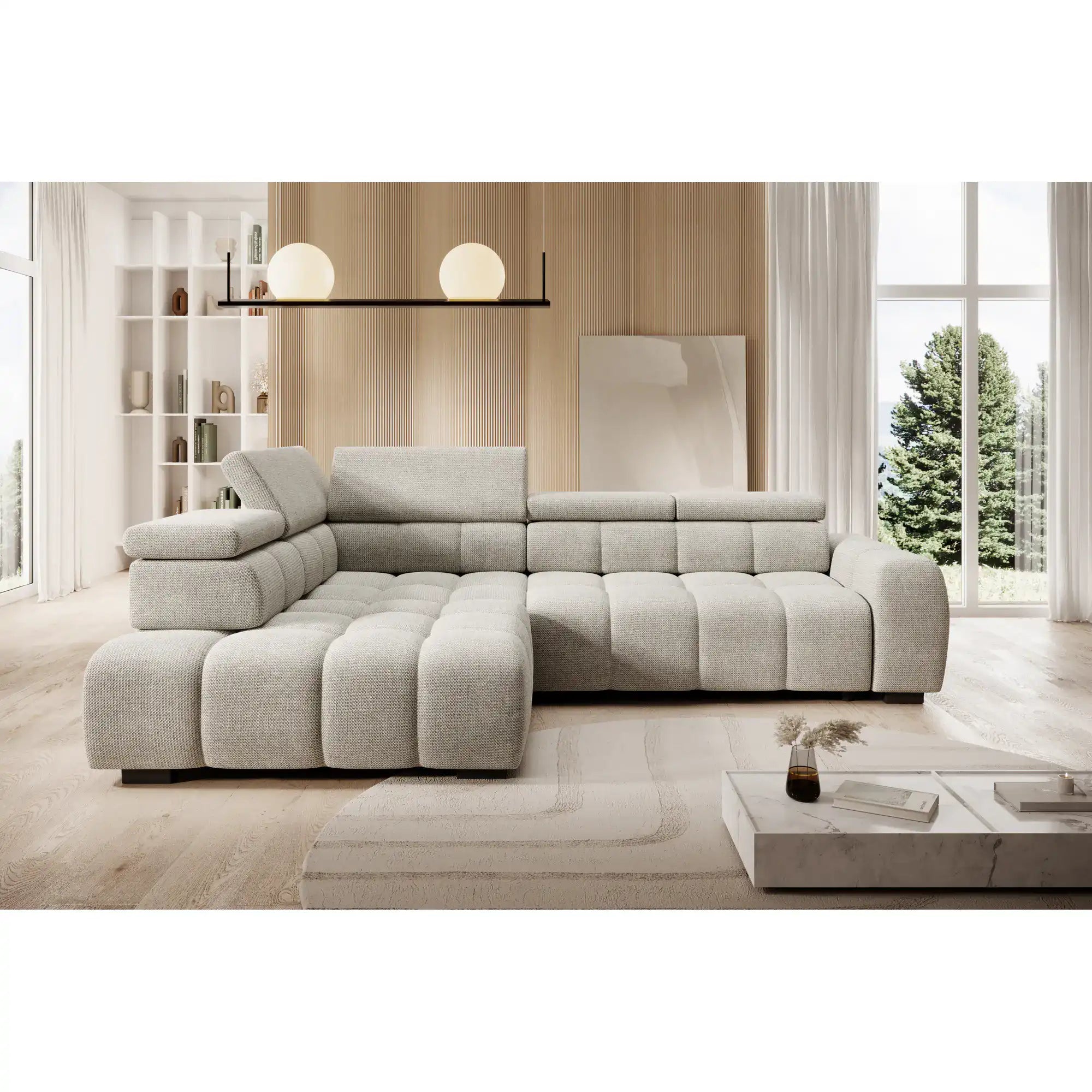 Coltar BULL L, personalizabil materiale Gama Premium, cu reglaj electric si tetiere reglabile, 297x205x97 cm