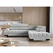Coltar extensibil SELVA L, personalizabil, cu lada depozitare si tetiere reglabile, 263x223x95 cm