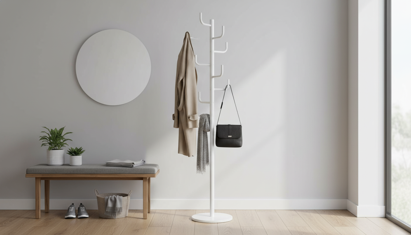 Cuier pom ELDER, alb, metal/marmura, 37x175 cm