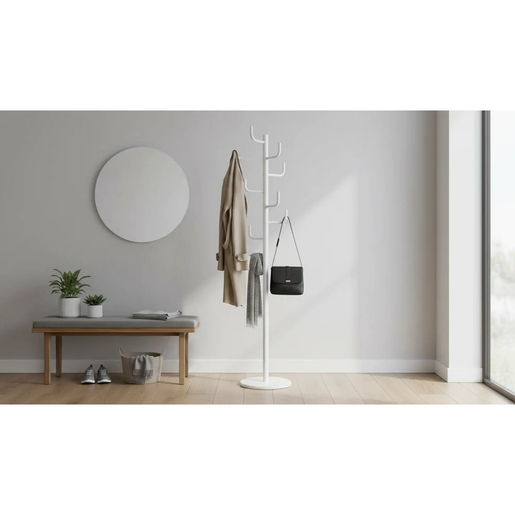 Cuier pom ELDER, alb, metal/marmura, 37x175 cm