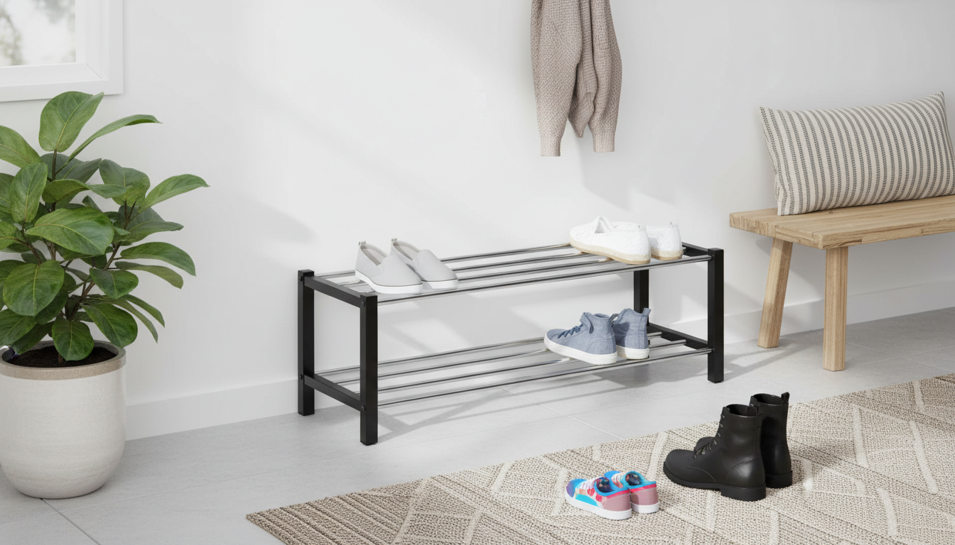 Pantofar BENNY, negru/crom, metal, 80x29x27 cm
