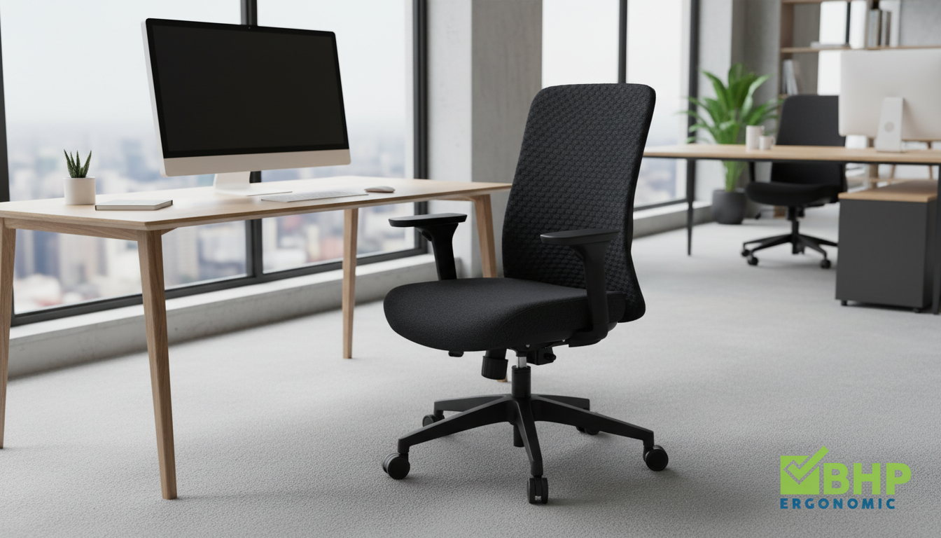 Scaun de birou Q-744, negru, stofa clasica/plasa, 62x50x91/101 cm