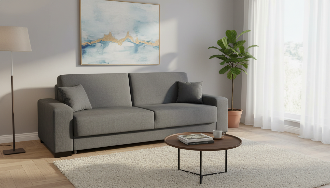 Canapea extensibila RUBIO, stofa catifelata gri - Matrix 17, cu lada depozitare, 232x95x81 cm