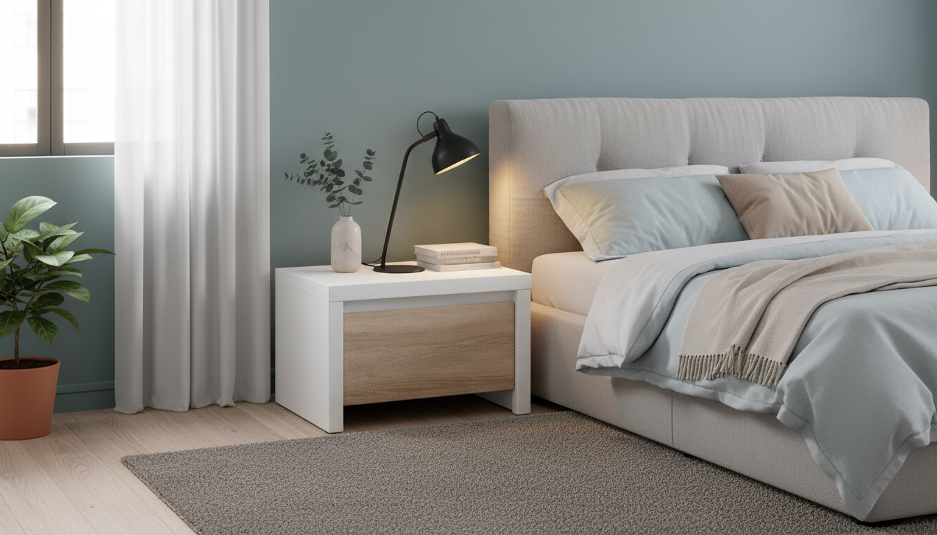 Noptiera KASPIAN, alb/stejar sonoma, PAL, 51x41x34 cm