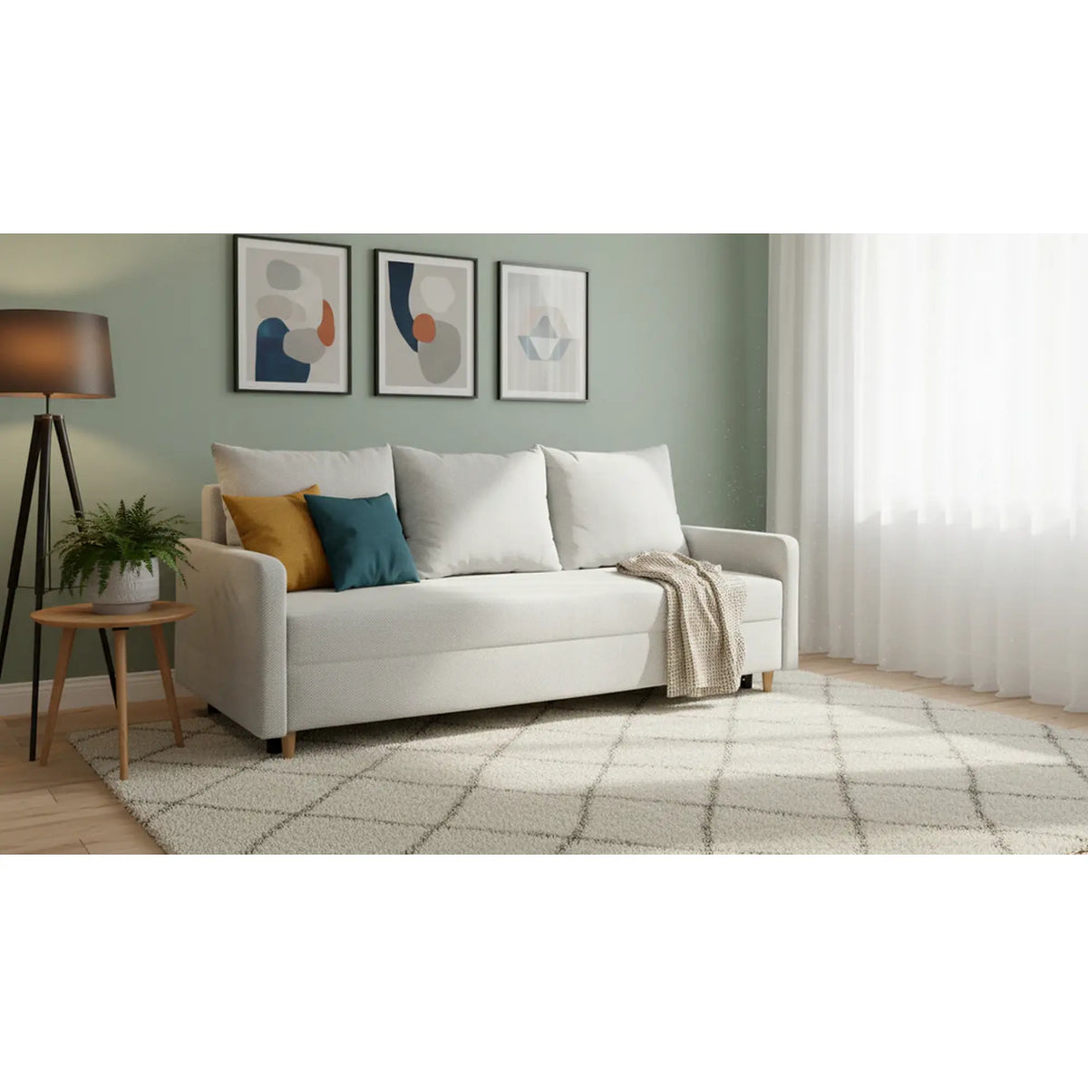 Canapea extensibila SIGMA, stofa catifelata bej - Onega 2, 208x90x92 cm