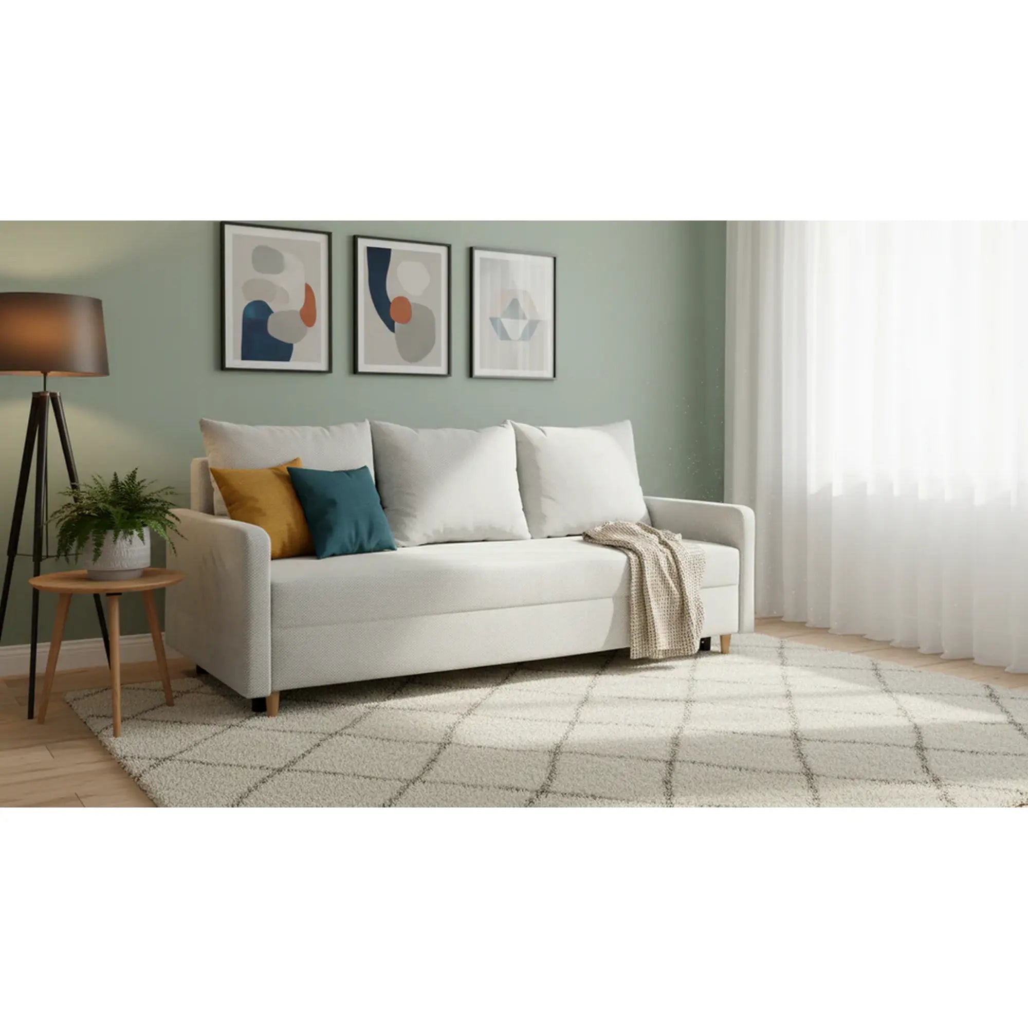 Canapea extensibila SIGMA, stofa catifelata bej - Onega 2, 208x90x92 cm