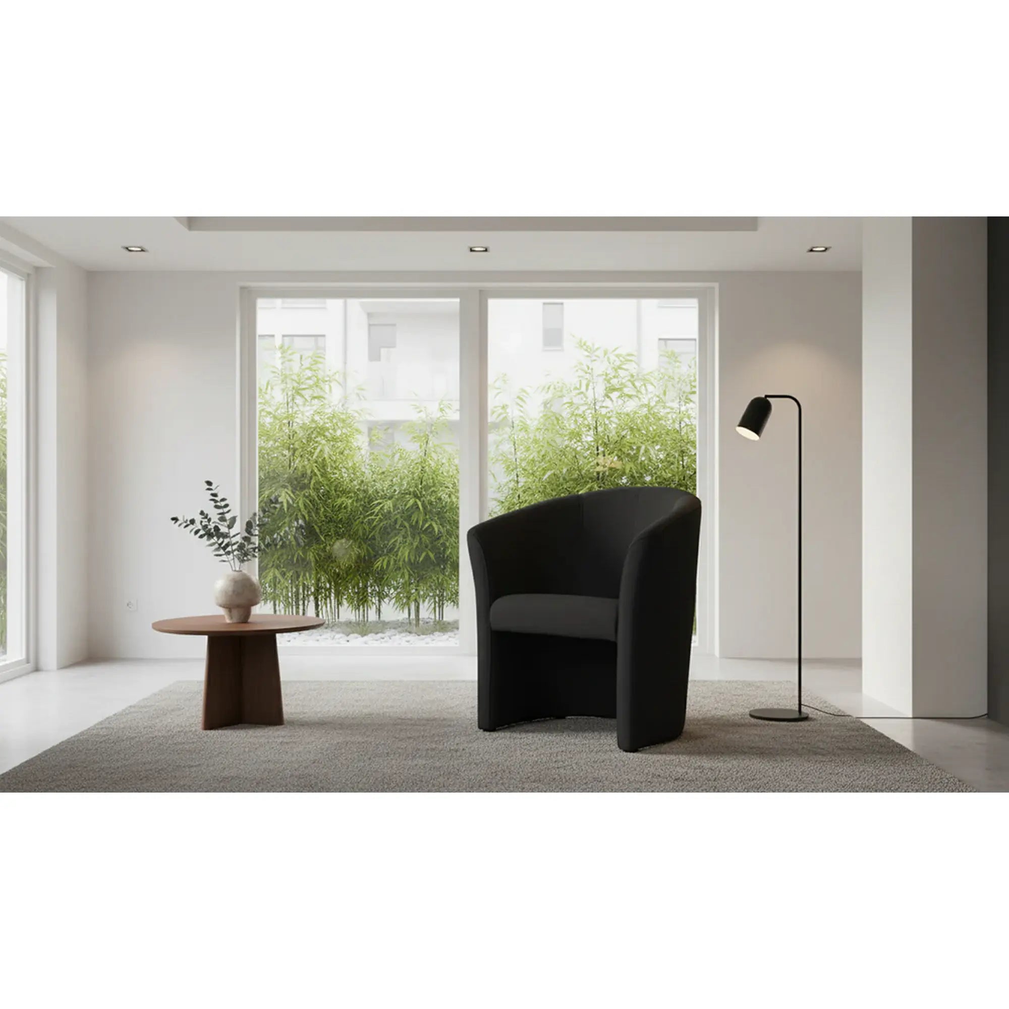 Fotoliu TM-1, negru, piele ecologica/plastic, 67x60x76 cm