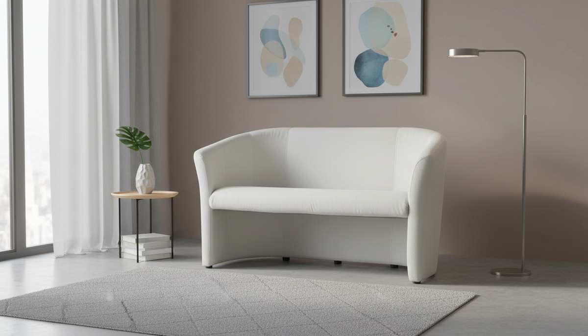 Canapea TM-2, alb, piele ecologica, 126x60x76 cm
