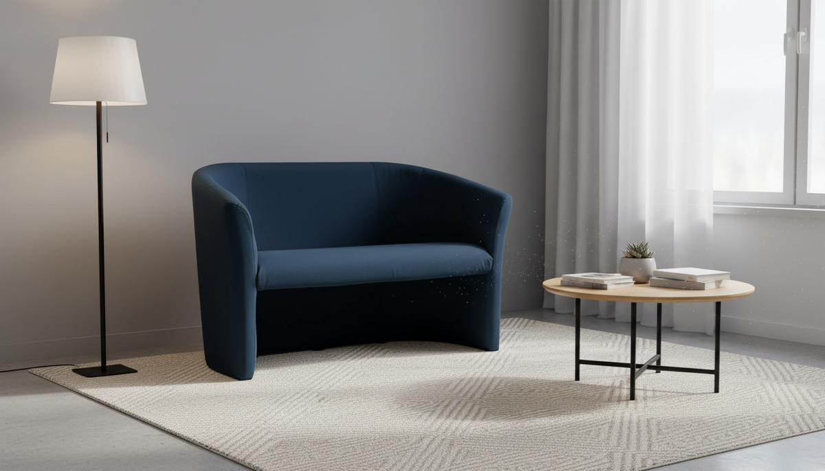 Canapea TM-2, albastru inchis, piele ecologica, 126x60x76 cm