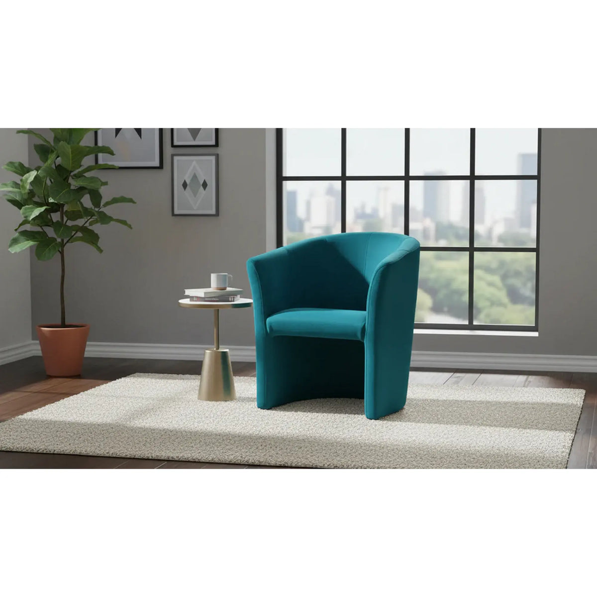 Fotoliu TM-1, stofa catifelata turcoaz - Bluvel 85, 67x60x76 cm
