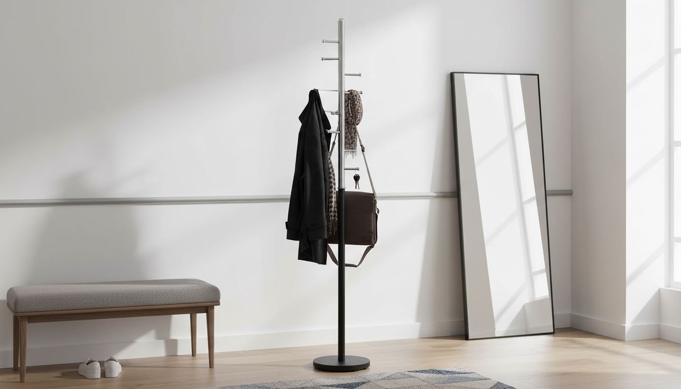 Cuier pom FERRO, crom/negru, metal, 30x173 cm