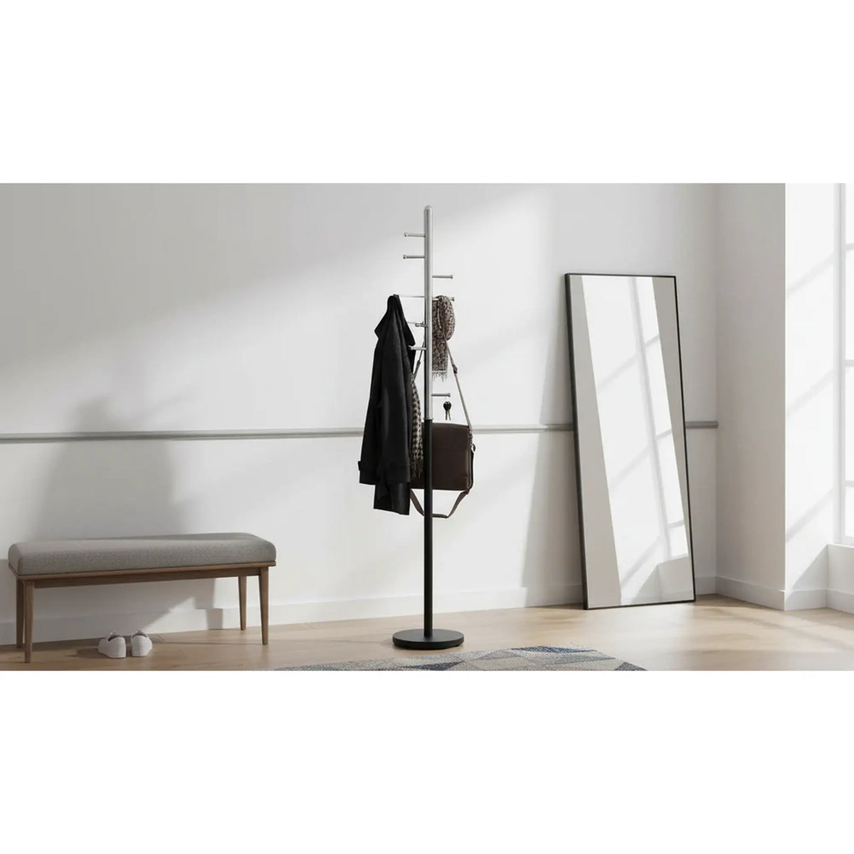 Cuier pom FERRO, crom/negru, metal, 30x173 cm
