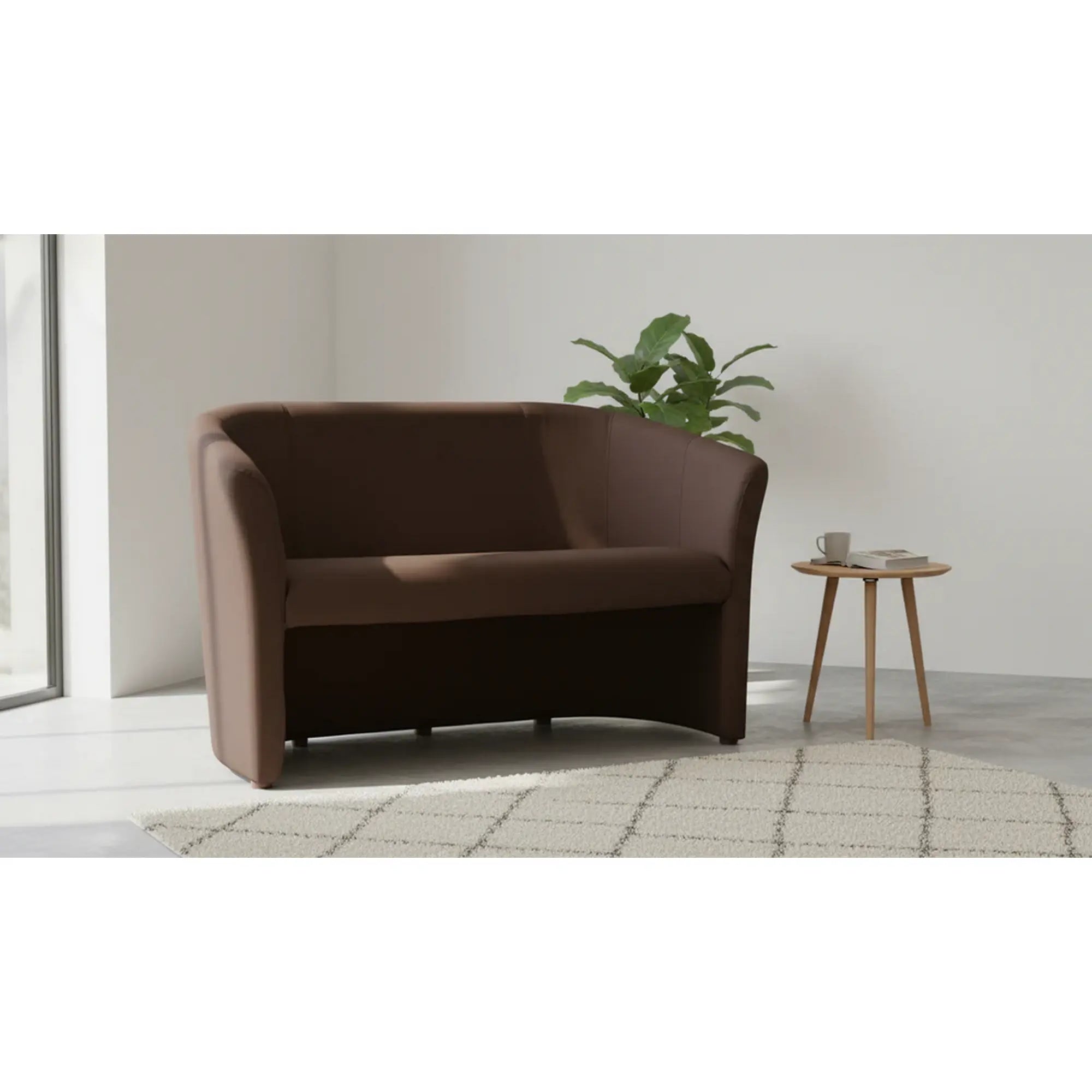 Canapea TM-2, maro inchis, piele ecologica, 126x60x76 cm