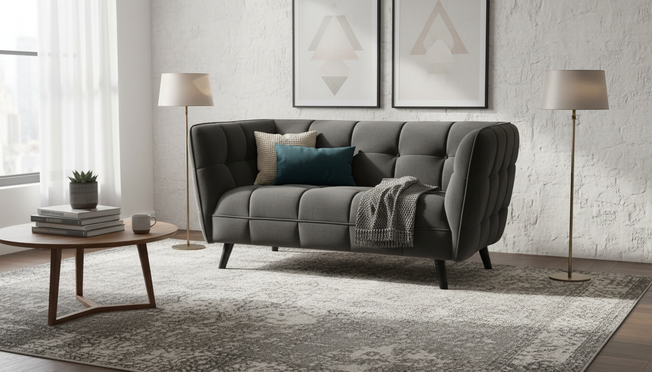 Canapea CASTELLO 2, negru - Bluvel 19, stofa catifelata/lemn, 145x85x78 cm