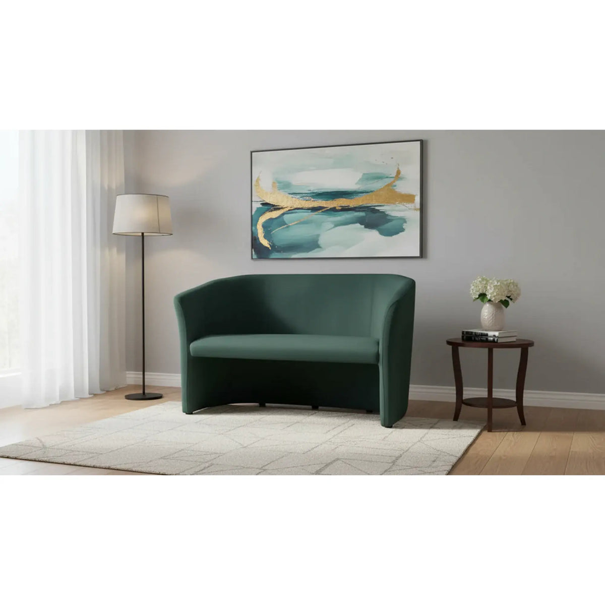 Canapea TM-2, stofa catifelata verde - Bluvel 78, 126x60x76 cm