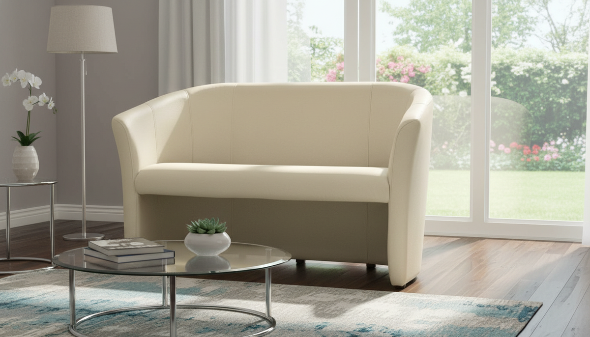 Canapea TM-2, crem, piele ecologica, 126x60x76 cm