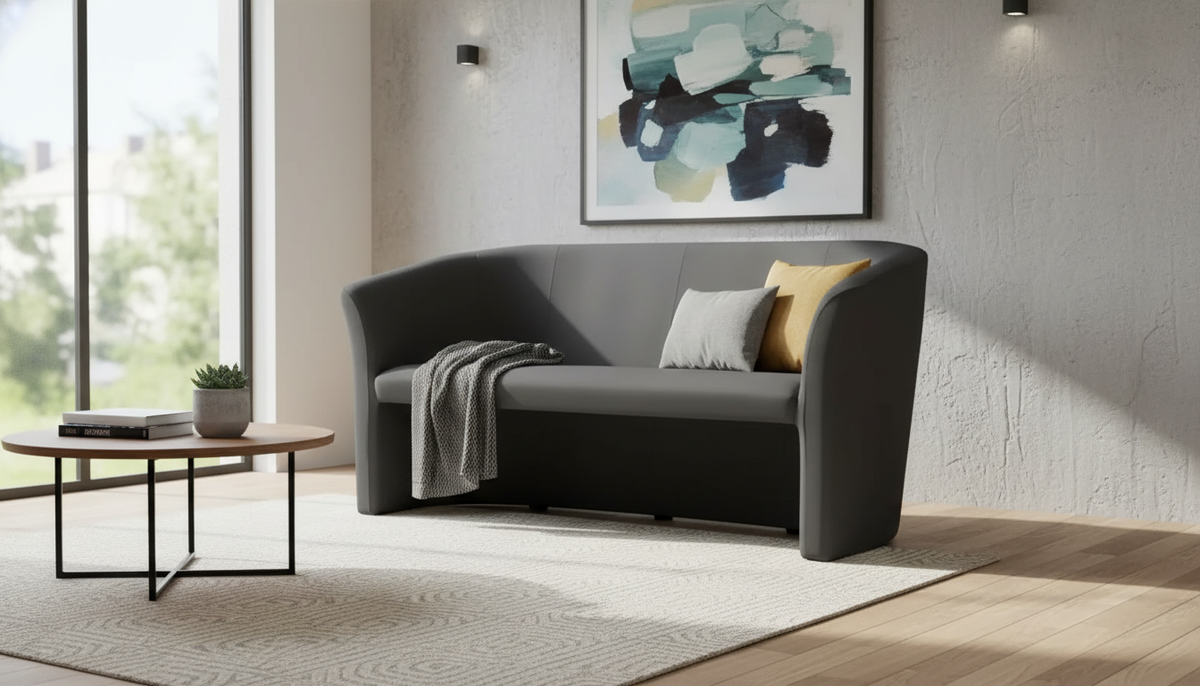 Canapea TM-3, stofa catifelata negru - Bluvel 19, 160x60x76 cm