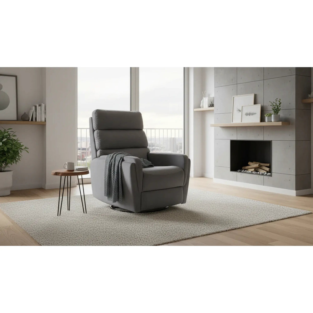 Fotoliu recliner ARGOS, stofa catifelata gri - Bluvel 14, 78x84/162x107 cm