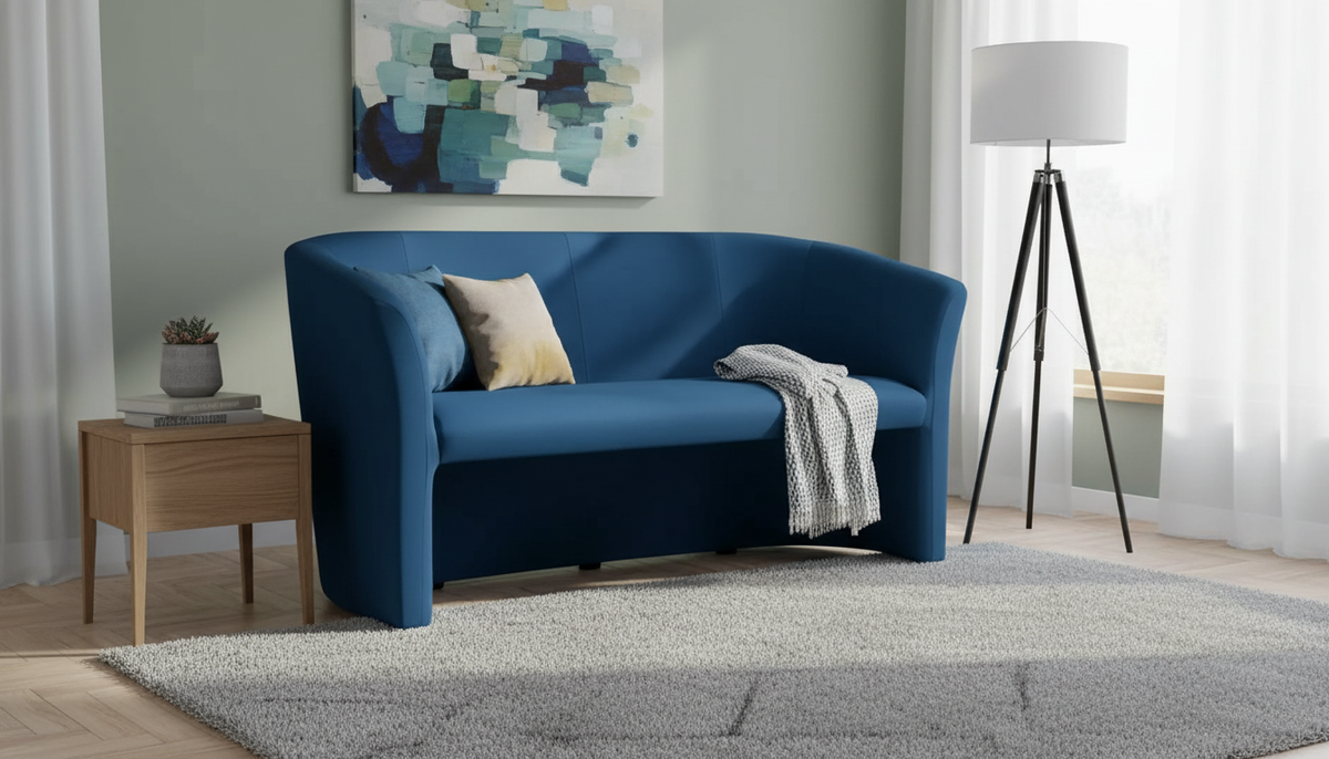 Canapea TM-3, stofa catifelata albastru inchis - Bluvel 86, 160x60x76 cm