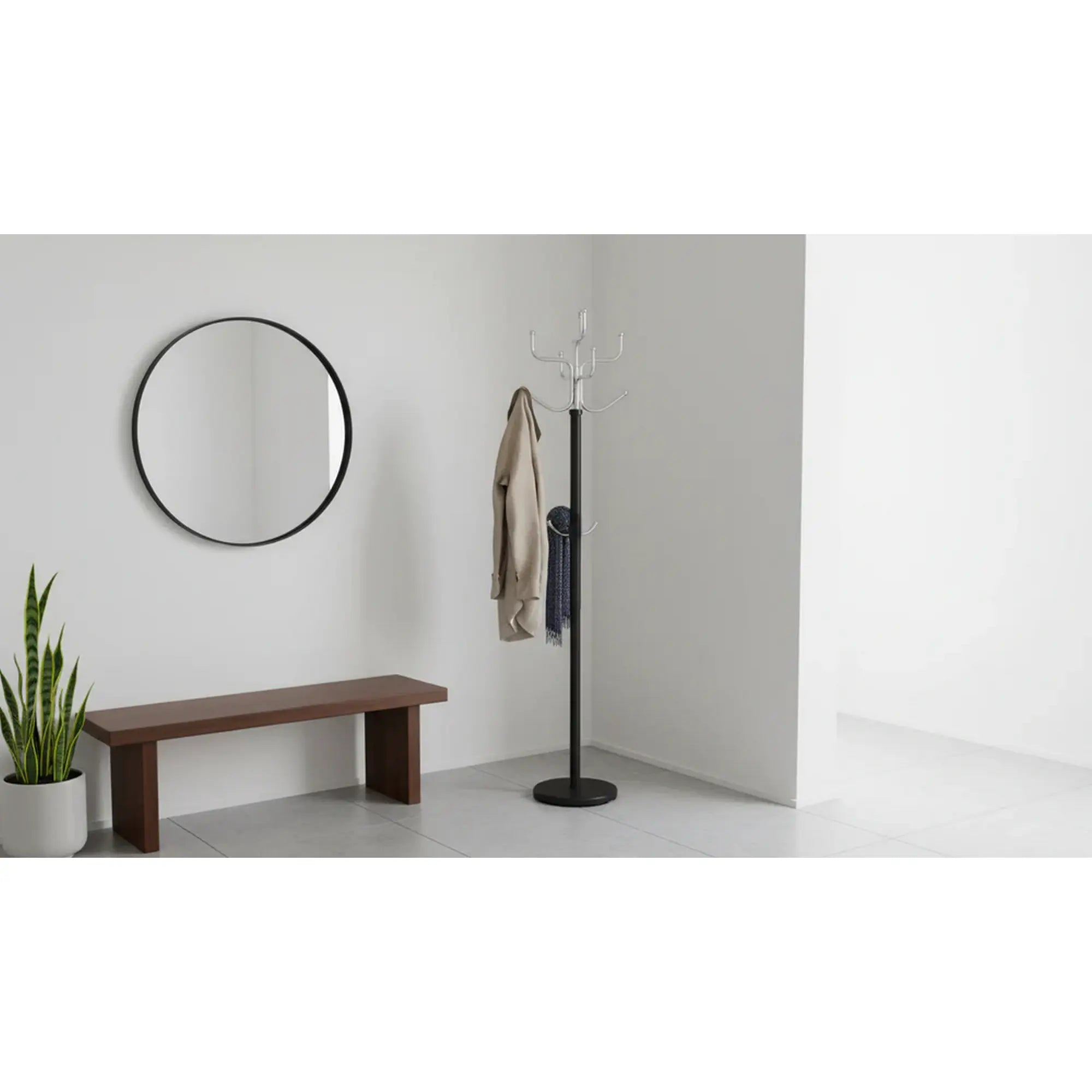 Cuier pom COSMIC, negru/crom, metal, 34x30x176 cm