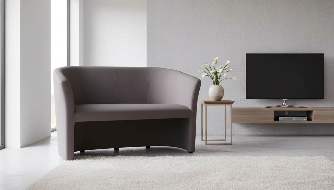 Canapea TM-2, stofa catifelata gri - Bluvel 14, 126x60x76 cm